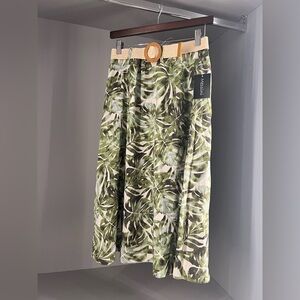 Messini 100% organic linen knee high skirt floral palm leaves